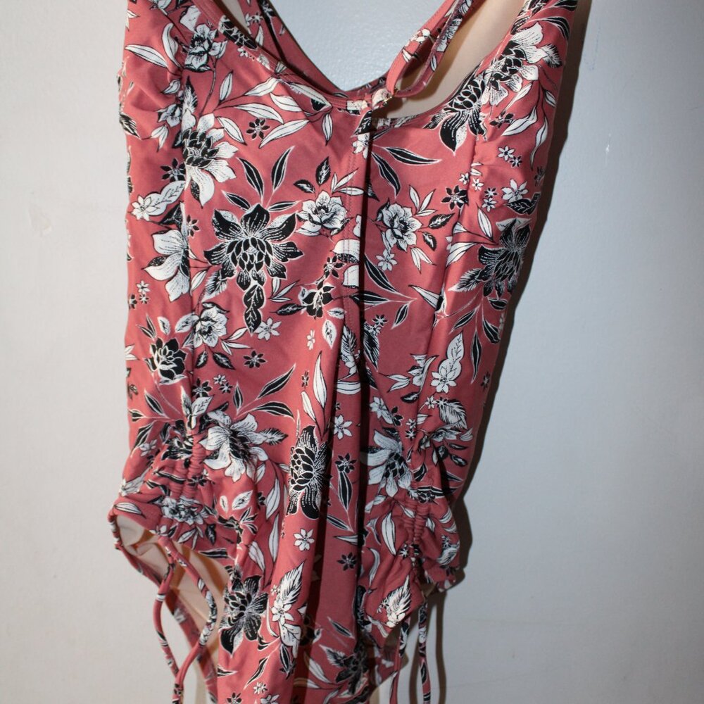 Kona Sol Pink Floral One Piece Bathing Suit